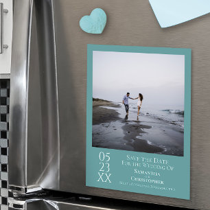Einfaches, modernes Save the Date Foto Aquamarin M Magnetkarte