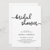 Einfaches modernes Schwarz-Weiß-Brautparty Einladung (Vorne/Hinten)