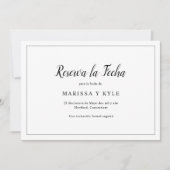 Einfaches, modernes Schwarz-Weiß-Elegantes Spanisc Save The Date (Vorderseite)