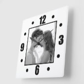 Einfaches, modernes Schwarz-Weiß-Foto Quadratische Wanduhr (Winkel)