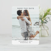 Einfaches, modernes Schwarz-Weiß-Foto Save The Date (Stehend Vorderseite)
