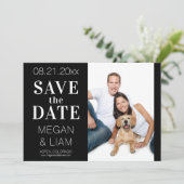 Einfaches, modernes Schwarz-Weiß-Foto Save The Date (Stehend Vorderseite)