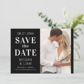 Einfaches, modernes Schwarz-Weiß-Foto Save The Date (Stehend Vorderseite)