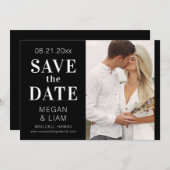Einfaches, modernes Schwarz-Weiß-Foto Save The Date (Vorne/Hinten)