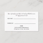 Einfaches, modernes Schwarz-Weiß-Geschäft Empfehlungskarte (Rückseite)