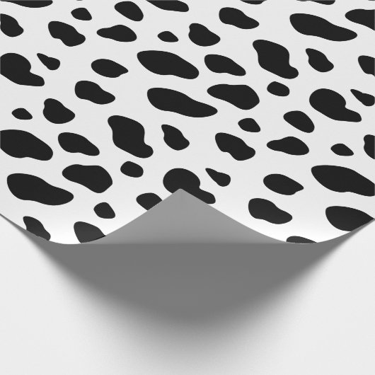 Einfaches, modernes Schwarz-Weiß-Kuh-Druckmuster Geschenkpapier (Ecke)