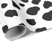 Einfaches, modernes Schwarz-Weiß-Kuh-Druckmuster Geschenkpapier (Rolleneckpunkt)