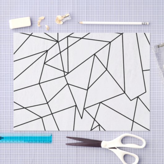 Einfaches modernes Schwarz-Weiß-Muster Seidenpapier (Handwerk)