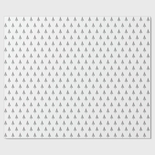 Einfaches, modernes Schwarz-Weiß-Weihnachtsbaum Geschenkpapier (Flach)