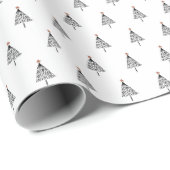 Einfaches, modernes Schwarz-Weiß-Weihnachtsbaum Geschenkpapier (Rolleneckpunkt)