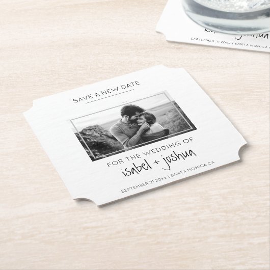 Einfaches modernes Schwarz-weißes Foto Rette ein n Untersetzer (angewinkelt)