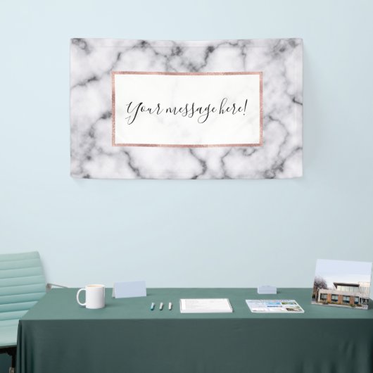 Einfaches, modernes Schwarz-weißes Marmorsteinmust Banner (Messeveranstaltung)