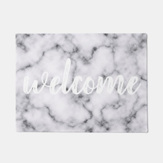 Einfaches, modernes Schwarz-weißes Marmorsteinmust Fußmatte (Vorderseite)