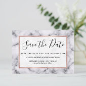 Einfaches, modernes Schwarz-weißes Marmorsteinmust Save The Date (Stehend Vorderseite)