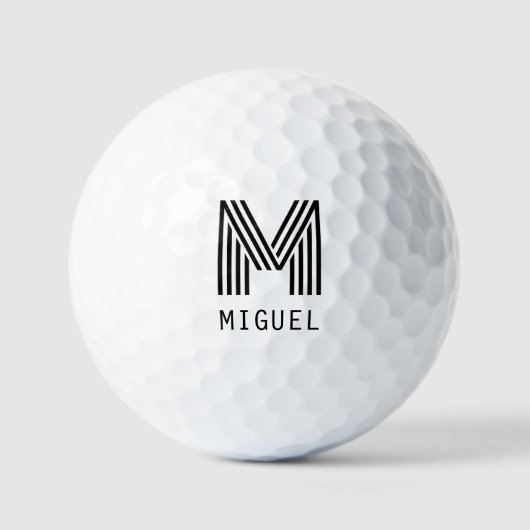 Einfaches, modernes Schwarzes Monogramm Golfball (Vorderseite)