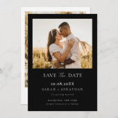 Einfaches, modernes Schwarzes Skript-Save the Date Einladung (Vorne/Hinten)