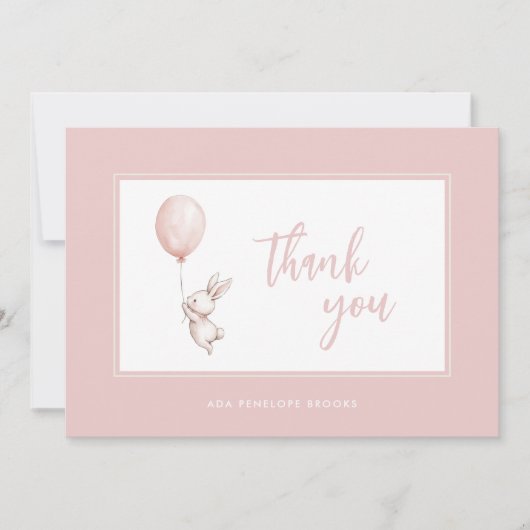 Einfaches, modernes Script Blush Pink Baby Girl Dankeskarte (Vorderseite)