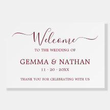 Einfaches, modernes Script Burgundy Wedding Welcom