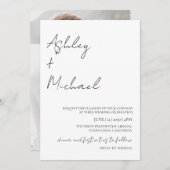 Einfaches, modernes Script Dress Code Foto Wedding Einladung (Vorne/Hinten)