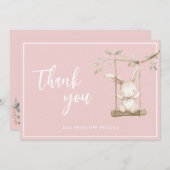Einfaches, modernes Script Dusty Pink Baby Girl Dankeskarte (Vorne/Hinten)