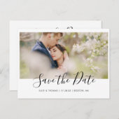 Einfaches modernes Script-Foto Ankündigungspostkarte (Vorne/Hinten)