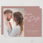 Einfaches modernes Script-Foto Save the Date (Vorne/Hinten)