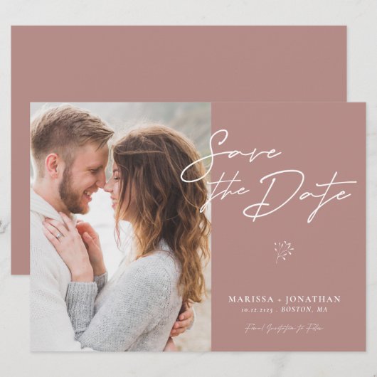 Einfaches modernes Script-Foto Save the Date (Vorne/Hinten)