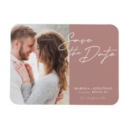 Einfaches modernes Script-Foto Save the Date Hochz Magnet