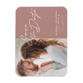 Einfaches modernes Script-Foto Save the Date Hochz Magnet (Vertikal)