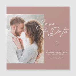 Einfaches modernes Script-Foto Save the Date Magnetkarte