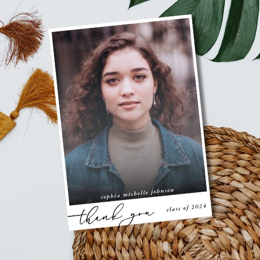 Einfaches modernes Script-Foto Vielen Dank Dankeskarte