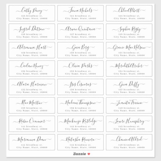 Einfaches, modernes Script-Gästeschema Aufkleber (Blatt)