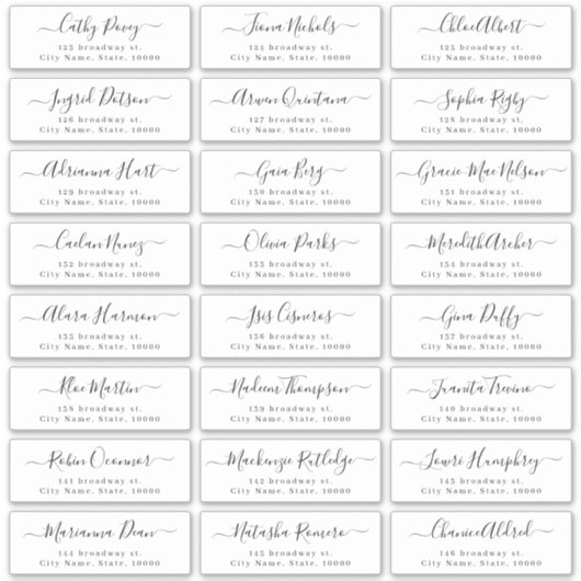 Einfaches, modernes Script-Gästeschema Aufkleber (Vorderseite)