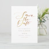 Einfaches, modernes Script Gold Save The Date (Stehend Vorderseite)