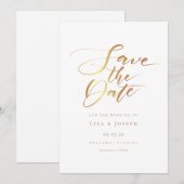Einfaches, modernes Script Gold Save The Date (Vorne/Hinten)