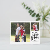 Einfaches, modernes Script-Happy New Year Foto Postkarte (Stehend Vorderseite)