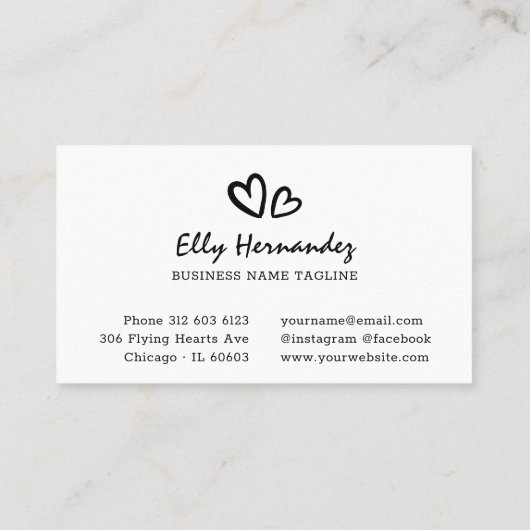 Einfaches, modernes Script-Herz-Logo - Schwarzes G Terminkarte (Rückseite)