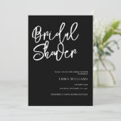 Einfaches, modernes Script in Schwarz und Weiß-Bra Einladung (Stehend Vorderseite)
