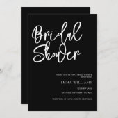 Einfaches, modernes Script in Schwarz und Weiß-Bra Einladung (Vorne/Hinten)