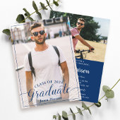 Einfaches, modernes Script Navy Blue Abschluss Fot Einladung