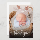 Einfaches, modernes Script Neugeborenes Baby Foto  Dankeskarte (Vorne/Hinten)