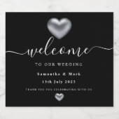 Einfaches, modernes Silberherz-Hochzeitweiliges We Alkoholflaschenetikett (Einzelnes Label)