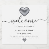 Einfaches, modernes Silberherz-Hochzeitweiliges We Alkoholflaschenetikett (Einzelnes Label)