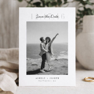 Einfaches modernes Skript-Foto Hochzeit Termin vor Save The Date