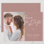 Einfaches modernes Skript-Foto-Save-The-Date (Vorne/Hinten)
