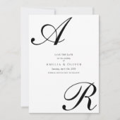 Einfaches modernes Skript-Monogramm zur Hochzeit Save The Date (Vorderseite)
