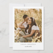 Einfaches, modernes Skript-Save the Date-Foto Einladung (Rückseite)