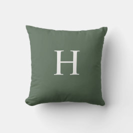 Einfaches modernes, staubgrünes Monogramm Kissen