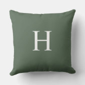 Einfaches modernes, staubgrünes Monogramm Kissen (Rückseite)