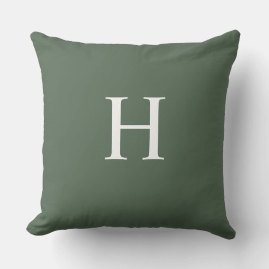 Einfaches modernes, staubgrünes Monogramm Kissen (Vorderseite)
